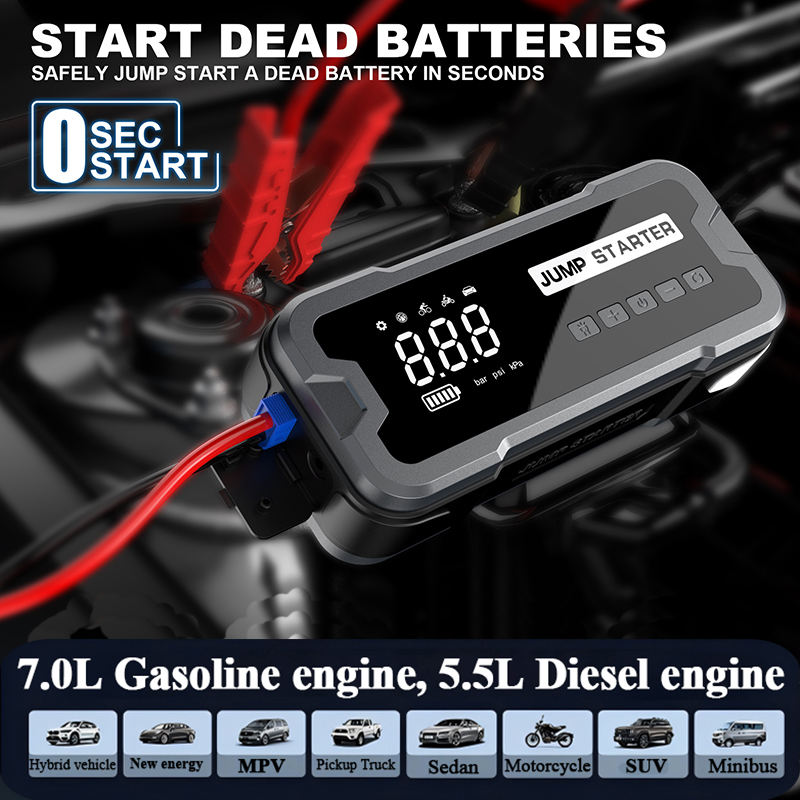 4-in-1 Car Jump Starter – 4000A Battery Booster with 150 PSI Tire Inflator, Power Bank & LED Light
